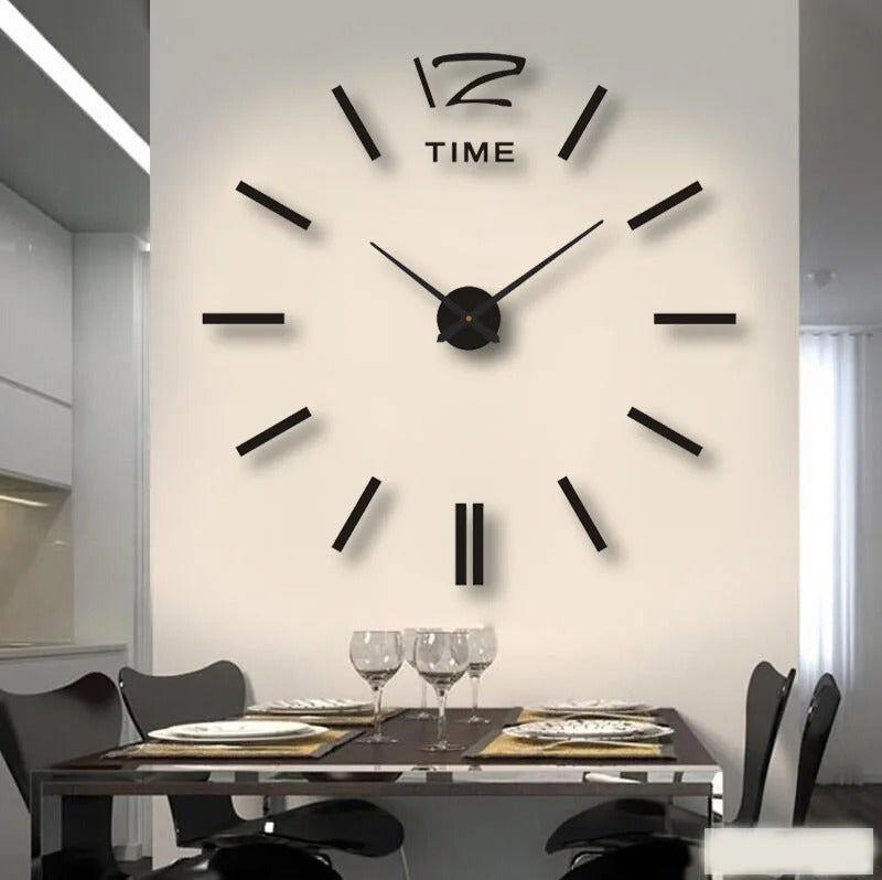 Image of Large 3D acrylic mirror wall clock for creative home decor