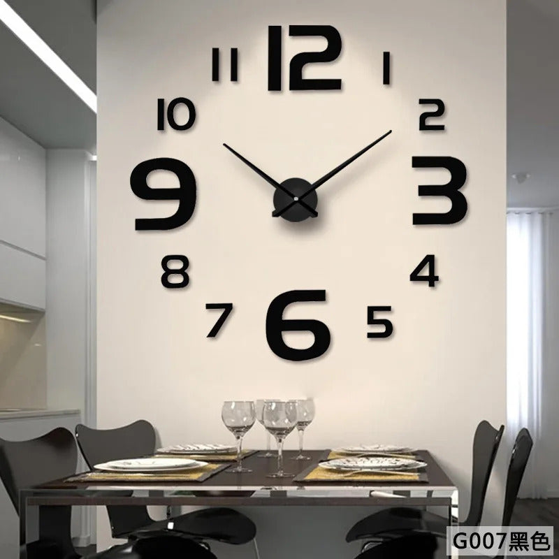 Image of Large 3D acrylic mirror wall clock for creative home decor