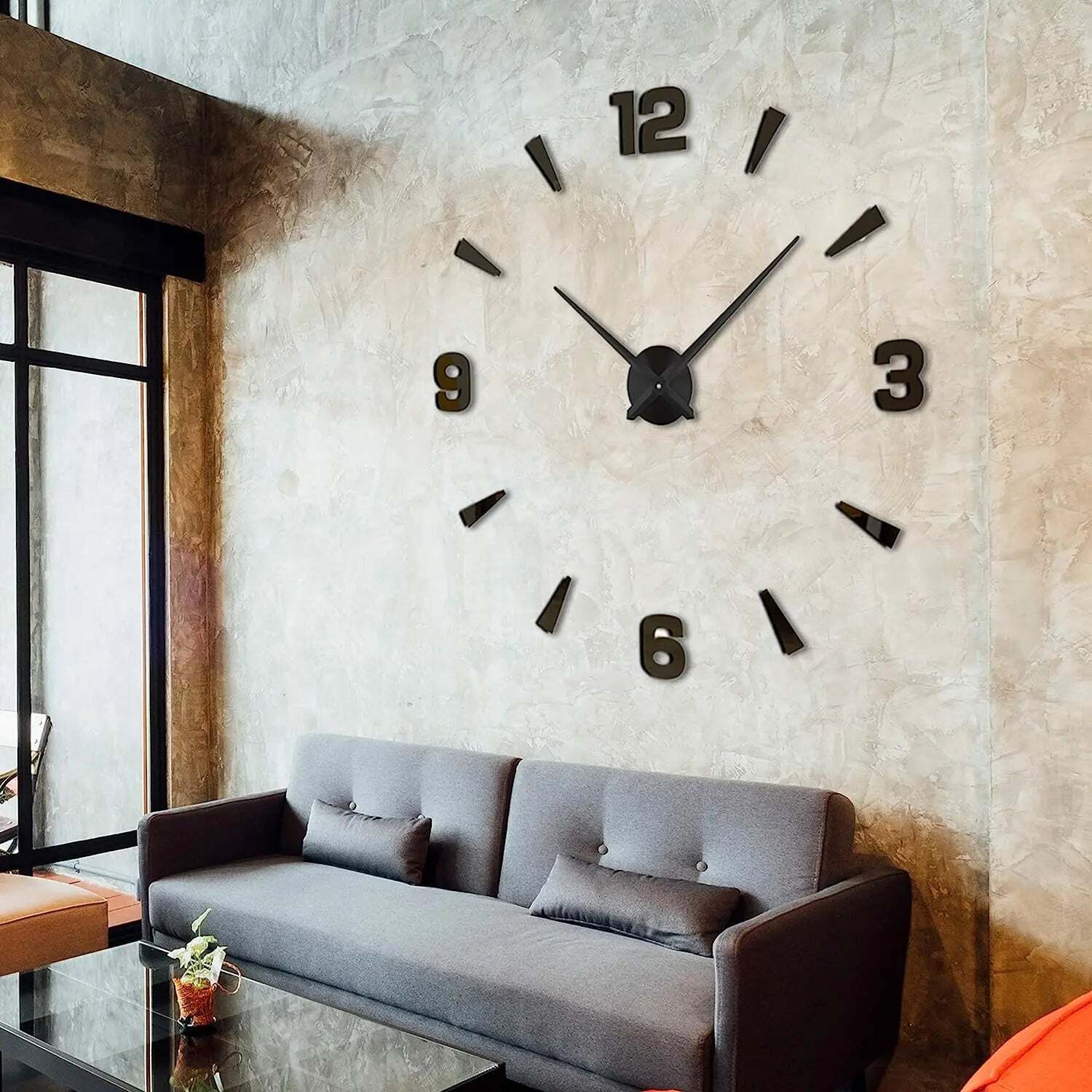 Image of Large 3D acrylic mirror wall clock for creative home decor