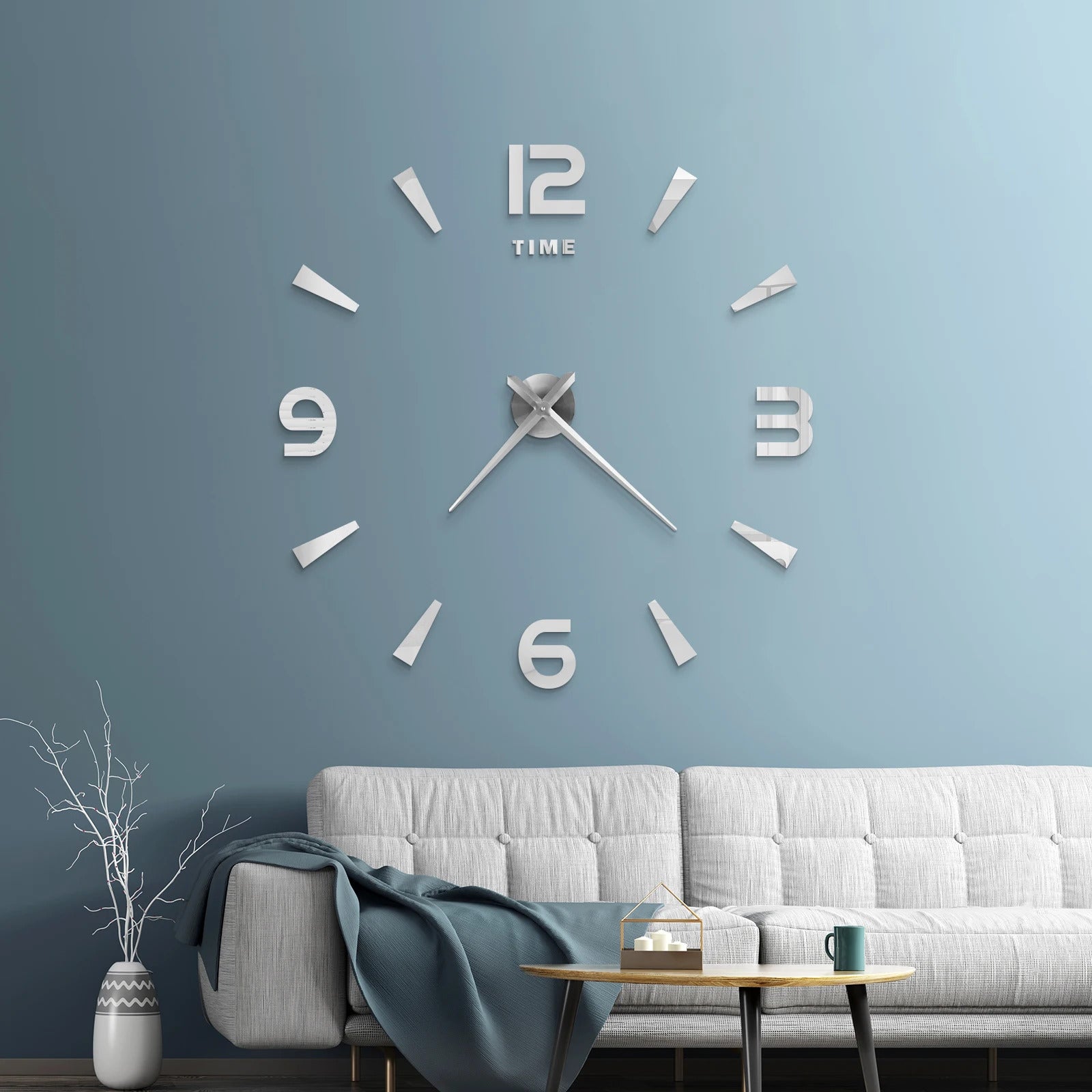 Image of Large 3D acrylic mirror wall clock for creative home decor