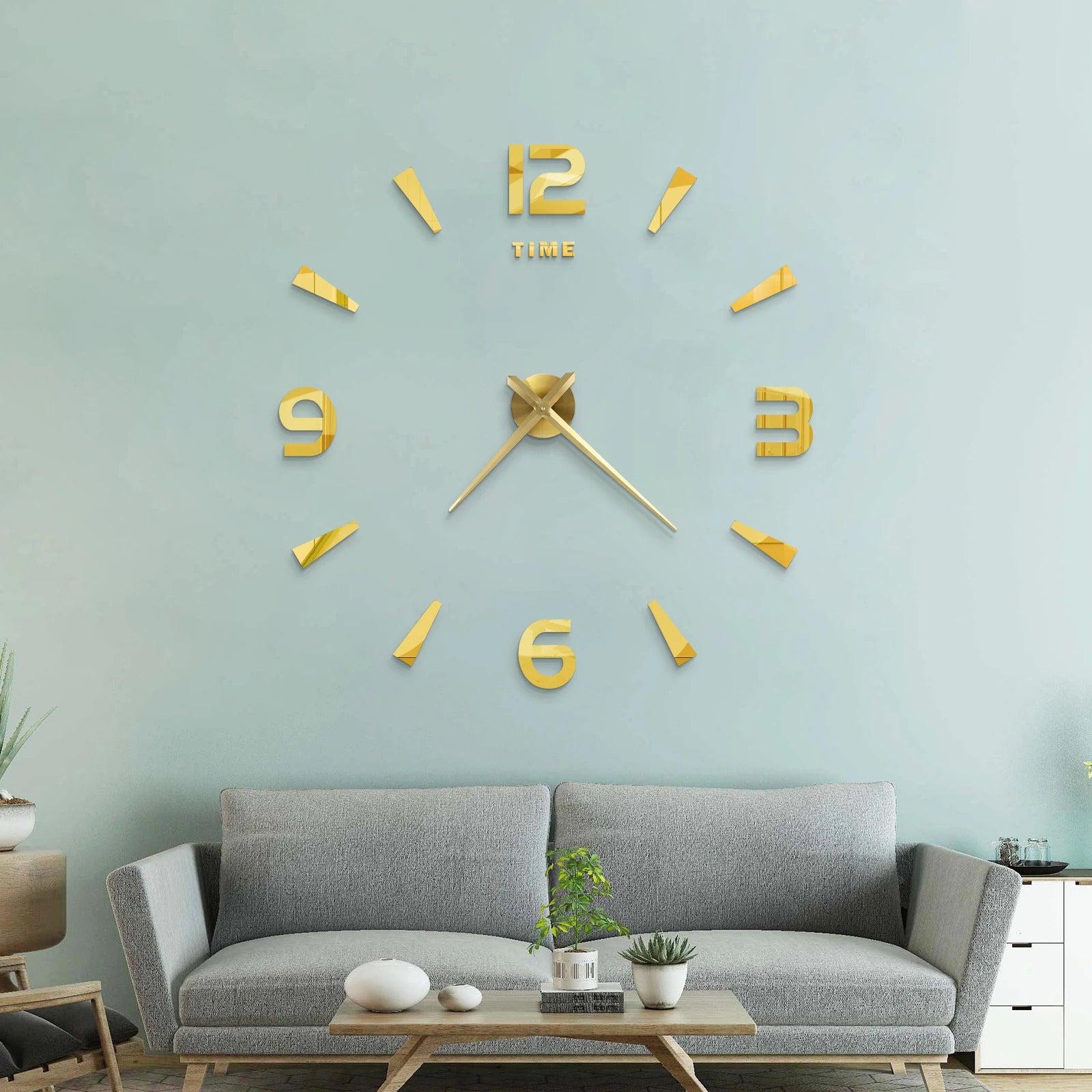 Image of Large 3D acrylic mirror wall clock for creative home decor