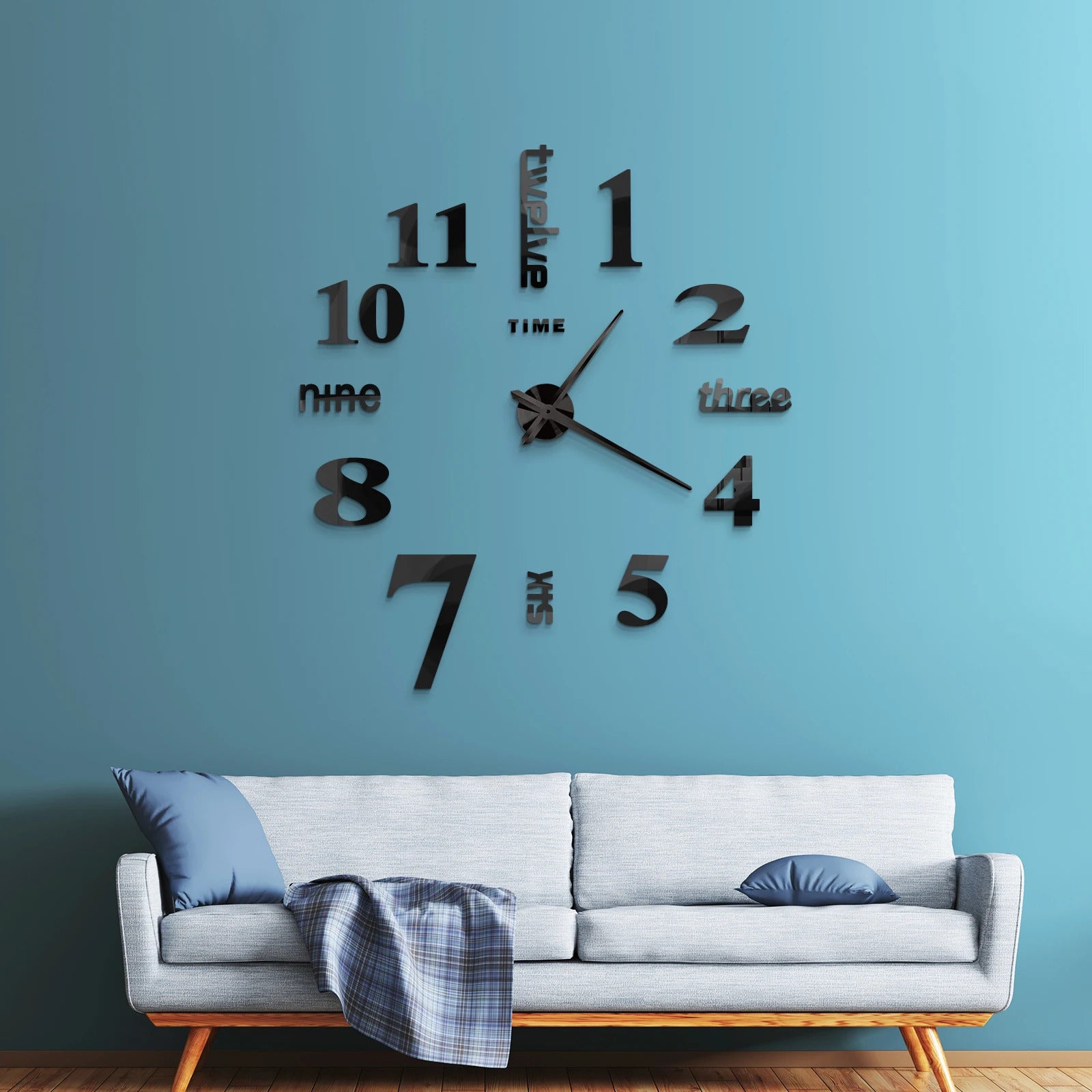 Image of Large 3D acrylic mirror wall clock for creative home decor