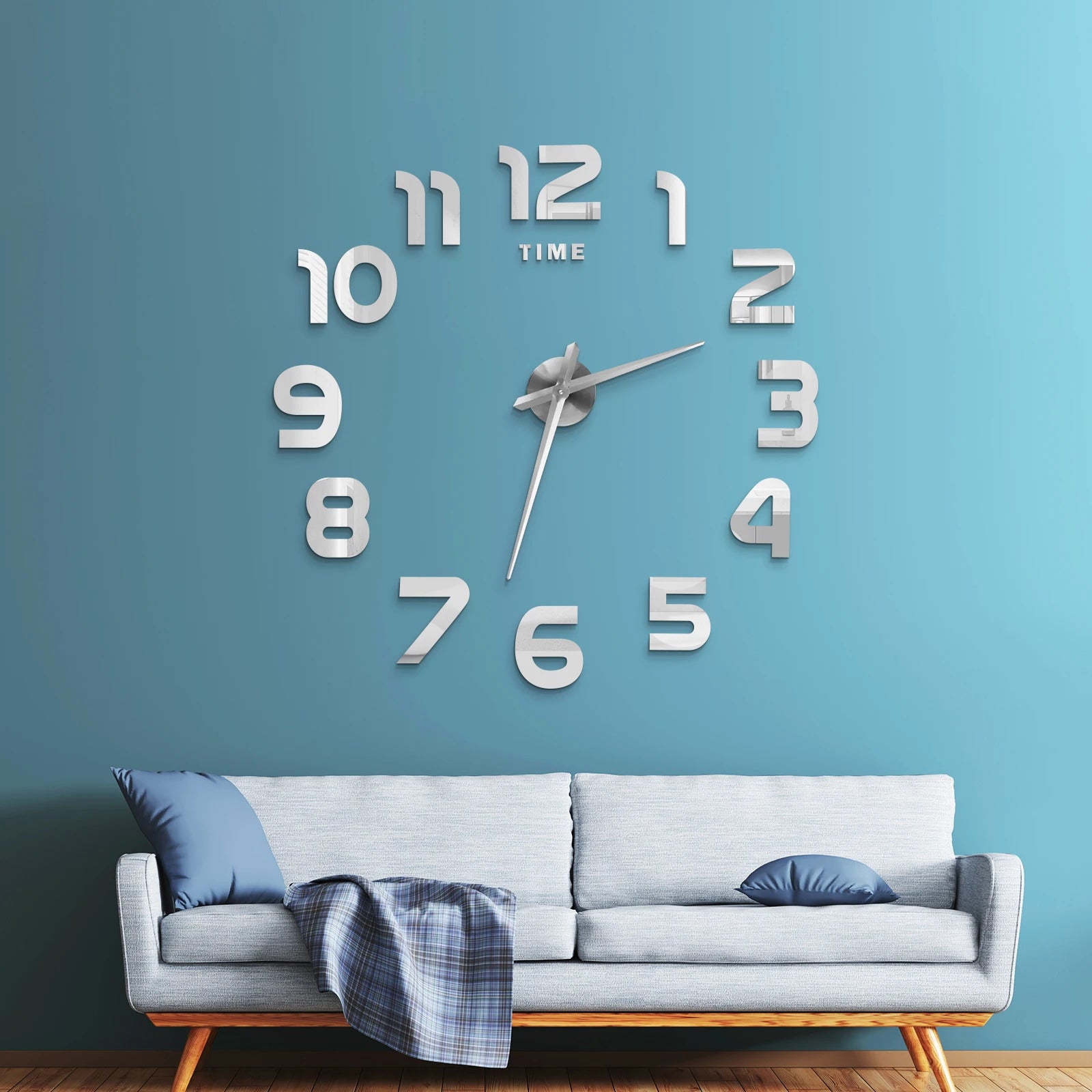 Image of Large 3D acrylic mirror wall clock for creative home decor