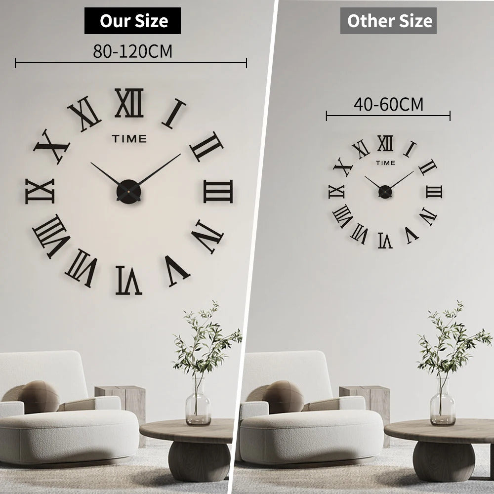 Image of Large 3D acrylic mirror wall clock for creative home decor