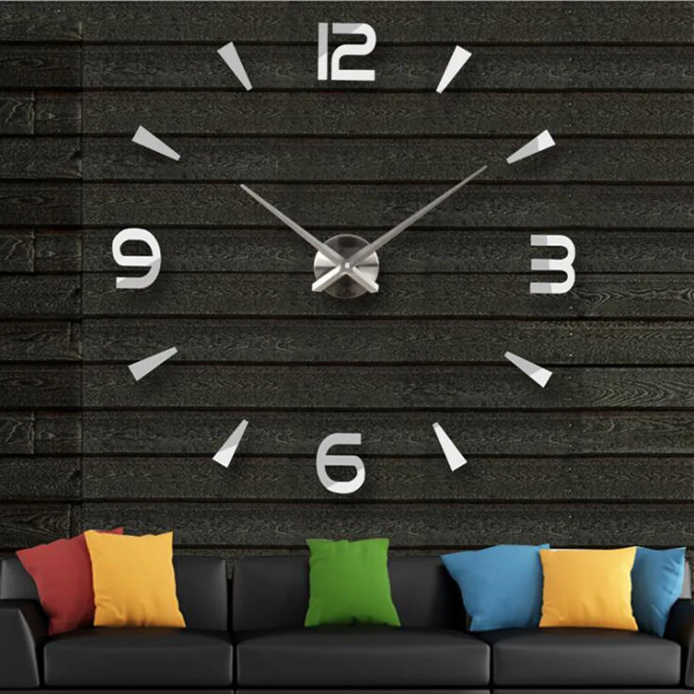 Image of Large 3D acrylic mirror wall clock for creative home decor