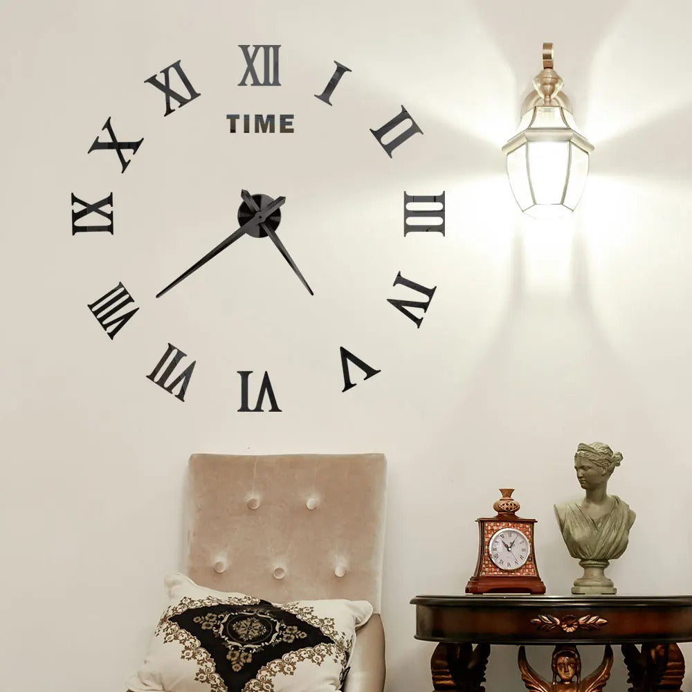 Image of Large 3D acrylic mirror wall clock for creative home decor