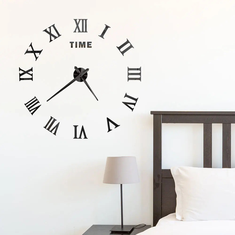 Image of Large 3D acrylic mirror wall clock for creative home decor