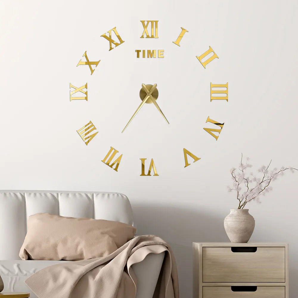 Image of Large 3D acrylic mirror wall clock for creative home decor