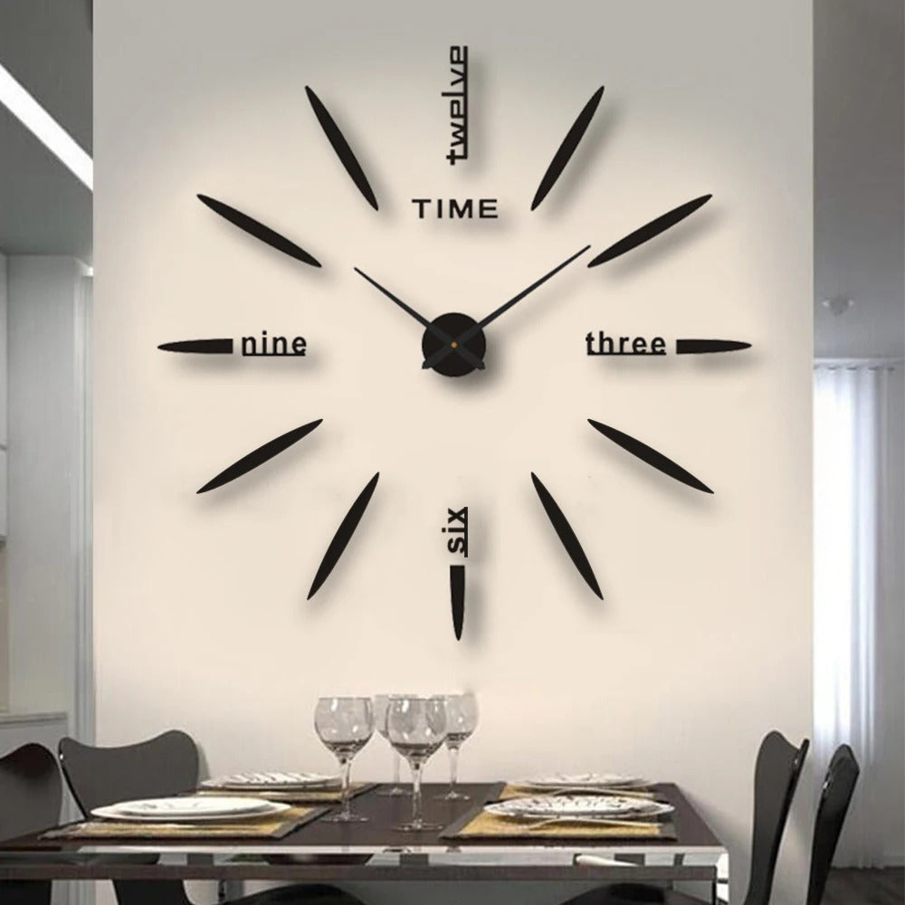 Image of Large 3D acrylic mirror wall clock for creative home decor