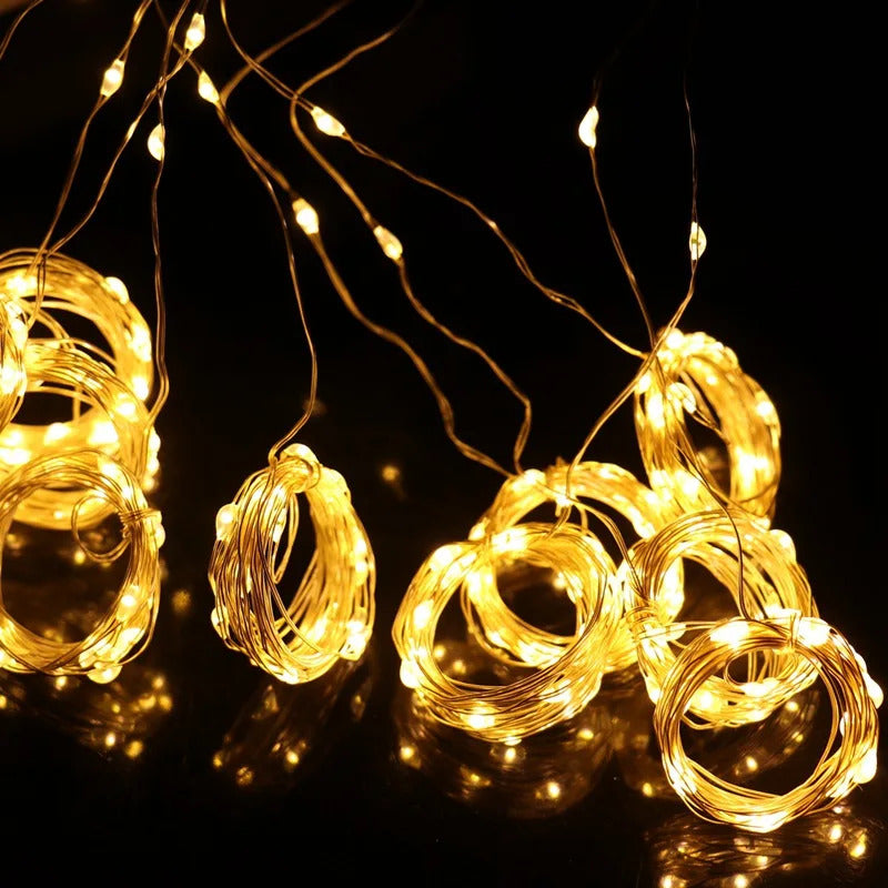 Image of LED Christmas curtain lights for festive home decorations