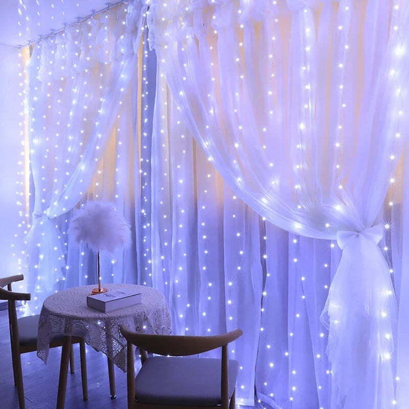 Image of LED Christmas curtain lights for festive home decorations