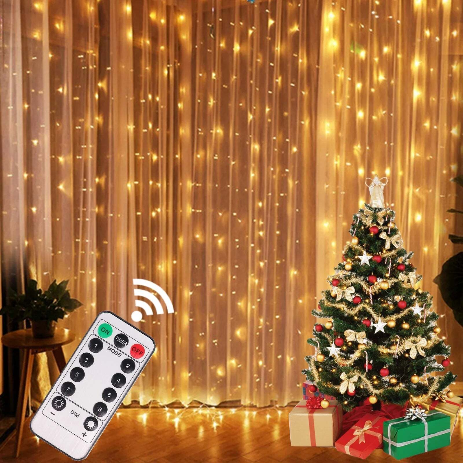 Image of LED Christmas curtain lights for festive home decorations