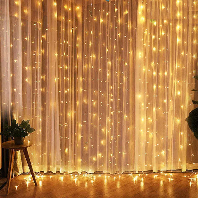 Image of LED Christmas curtain lights for festive home decorations