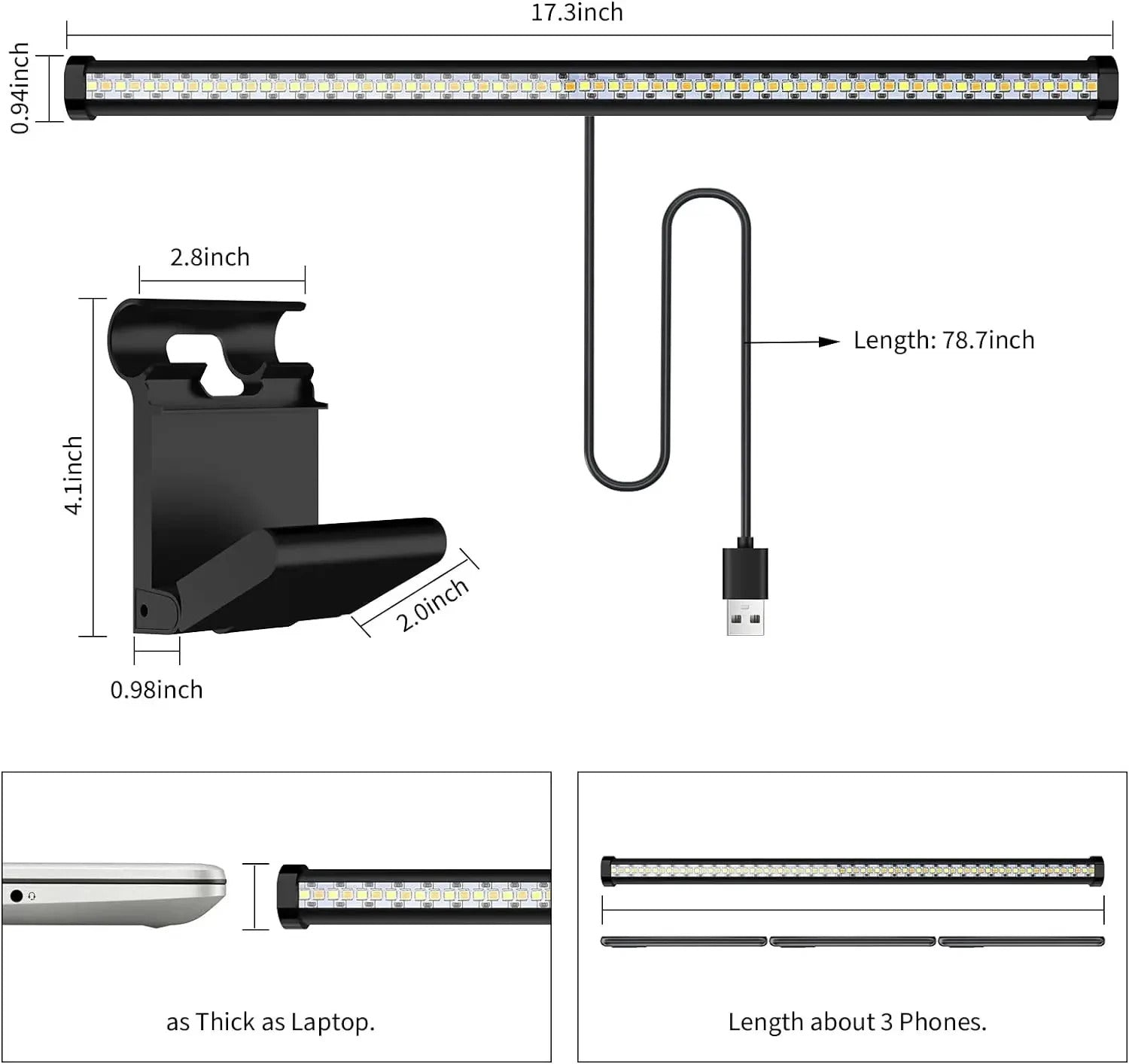 Image of LED computer monitor light bar with stepless dimming and RGB effect for gaming and work ambiance