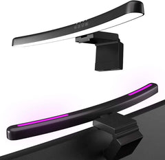 Image of LED computer monitor light bar with stepless dimming and RGB effect for gaming and work ambiance