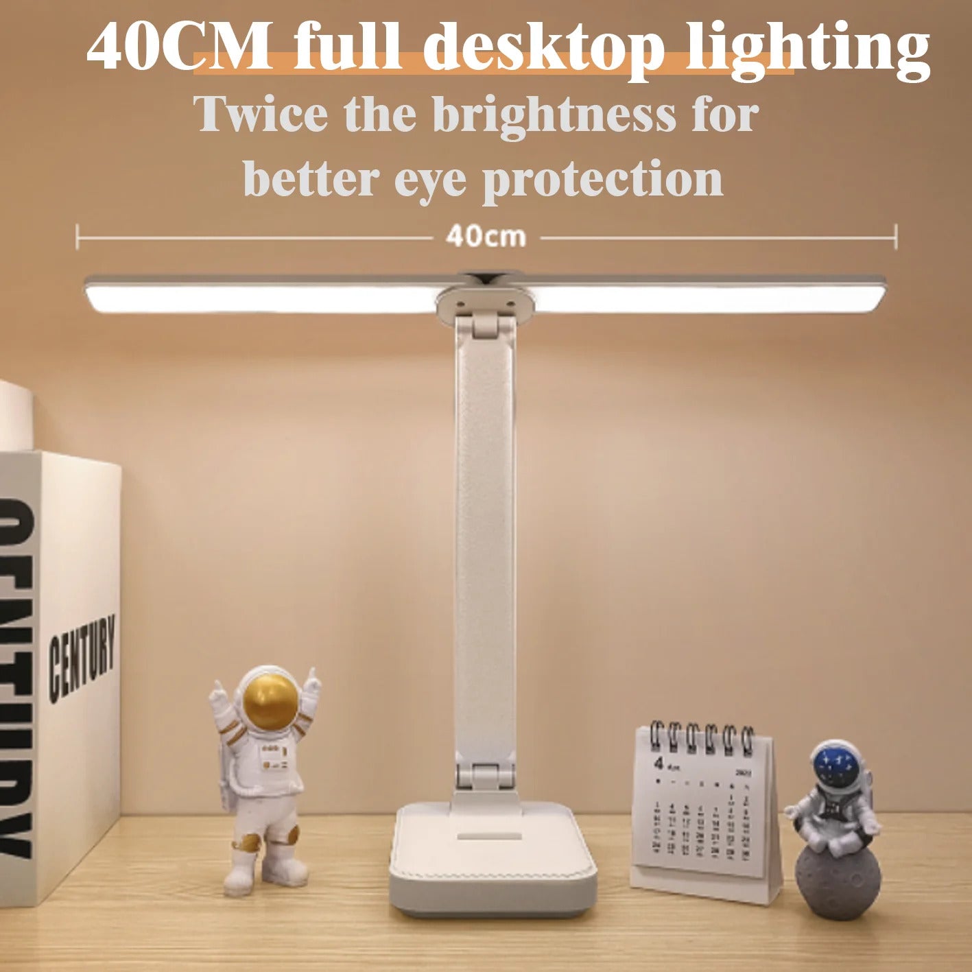 Image of LED desk lamp with 3 levels of dimmable touch control and USB rechargeable design