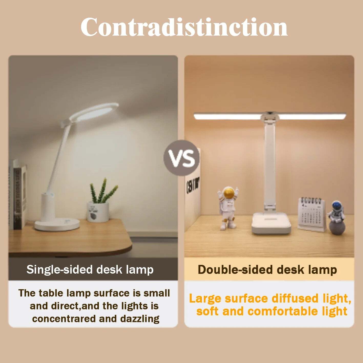 Image of LED desk lamp with 3 levels of dimmable touch control and USB rechargeable design