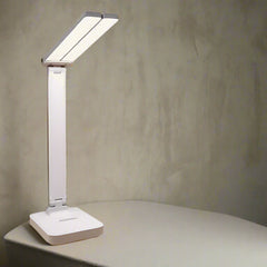 Image of LED desk lamp with 3 levels of dimmable touch control and USB rechargeable design