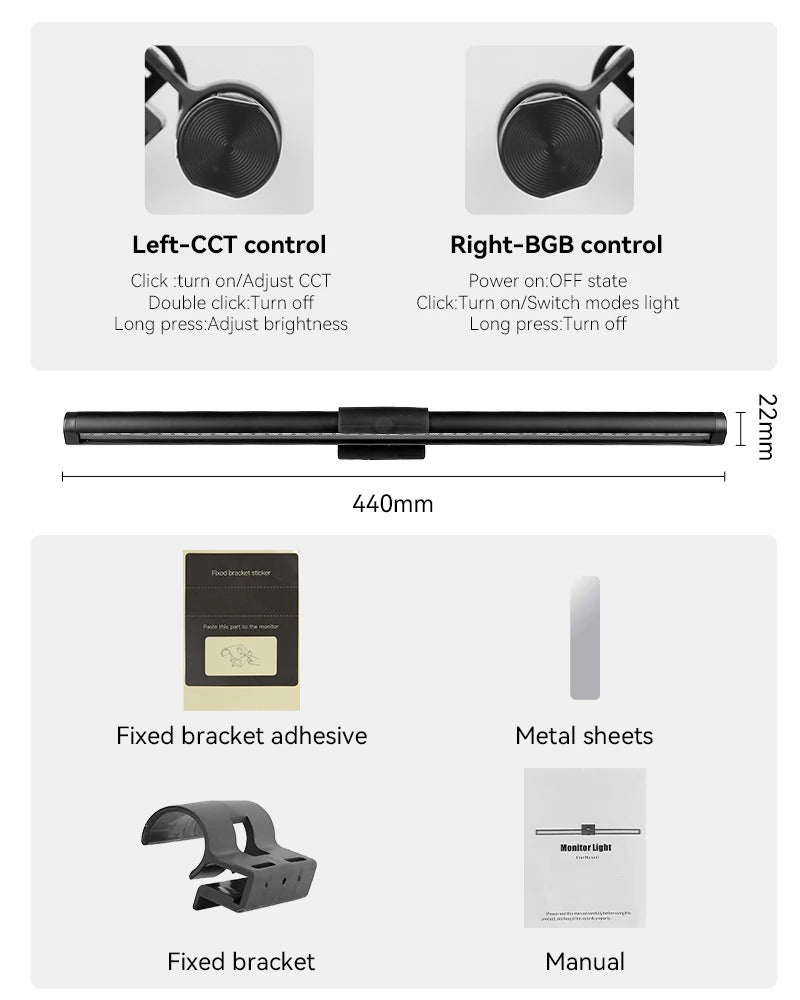 Image of LED desk lamp with RGB lighting and stepless dimming for eye comfort and productivity