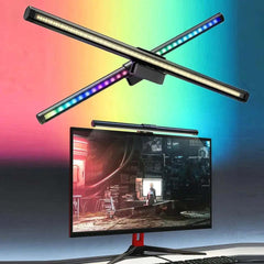 Image of LED desk lamp with RGB lighting and stepless dimming for eye comfort and productivity