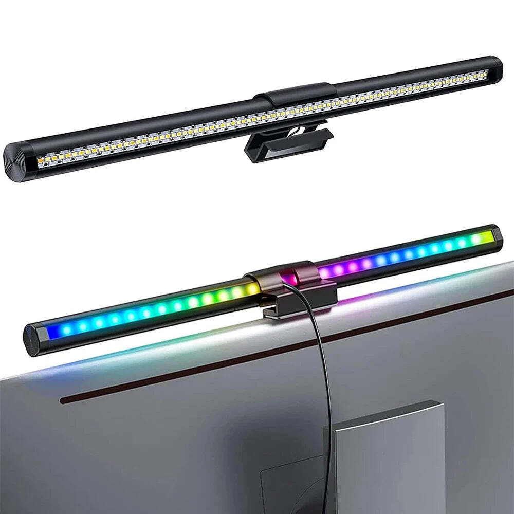 Image of LED desk lamp with stepless dimming and eye-care technology for computer monitors