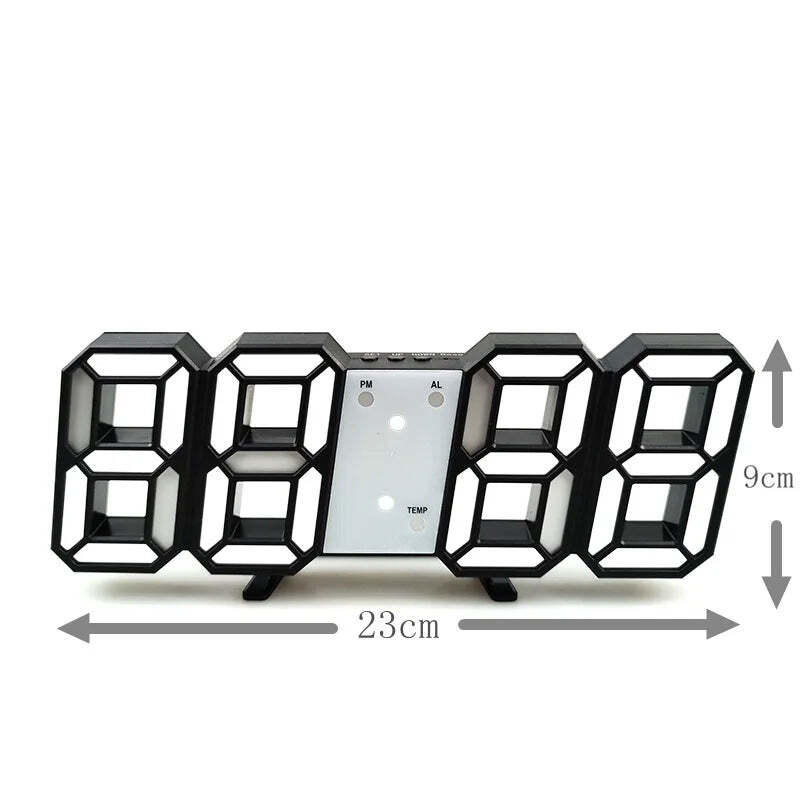 Image of LED digital wall clock with luminous 3D display and multifunctional features