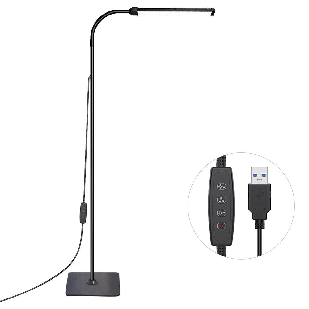 Image of LED floor lamp with adjustable gooseneck and customizable brightness for reading and decor