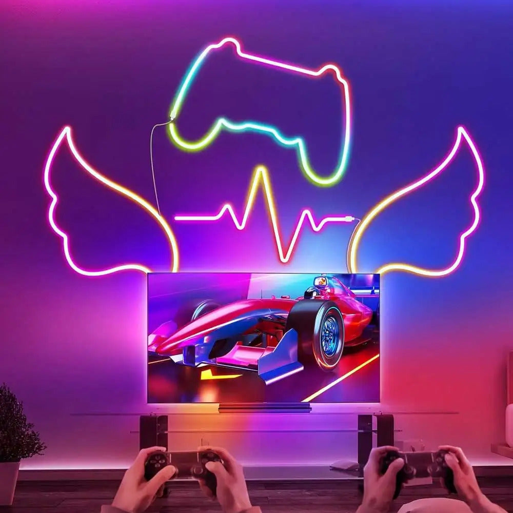 Image of LED neon strip light with music sync and RGBIC dreamcolor lighting