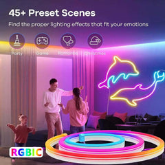 Image of LED neon strip light with music sync and RGBIC dreamcolor lighting