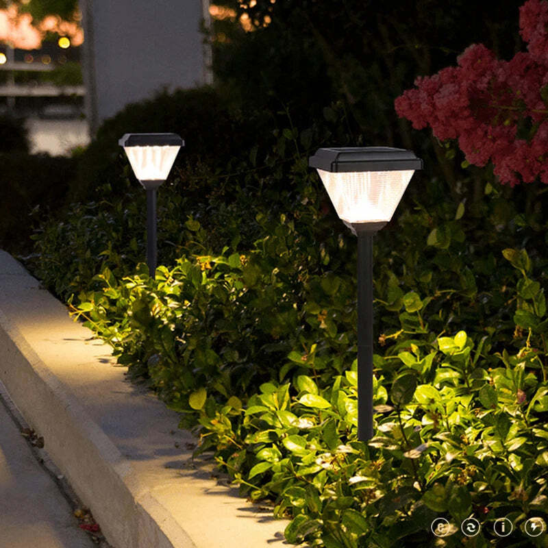 Image of LED solar lamp outdoor waterproof torch lights for pathway and garden decor