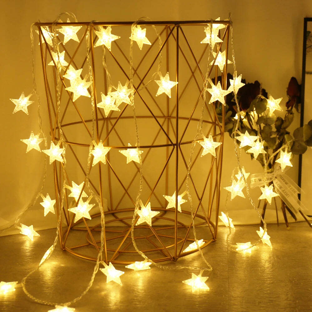 Image of LED string lights for outdoor and indoor decor, perfect for parties and weddings