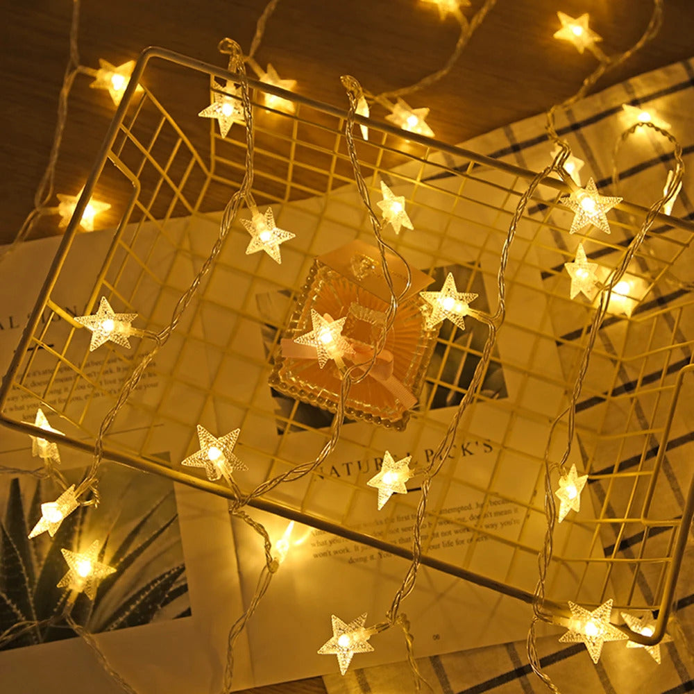 Image of LED string lights for outdoor and indoor decor, perfect for parties and weddings