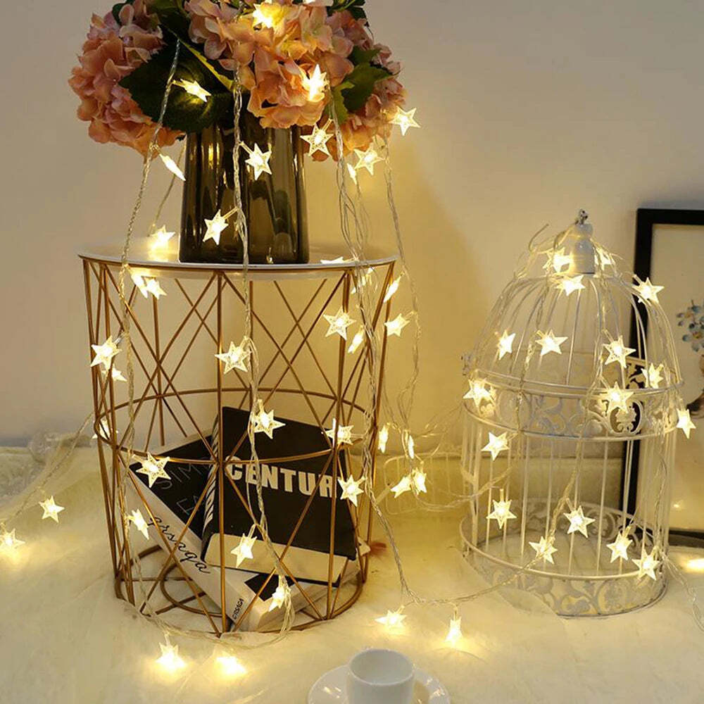 Image of LED string lights for outdoor and indoor decor, perfect for parties and weddings