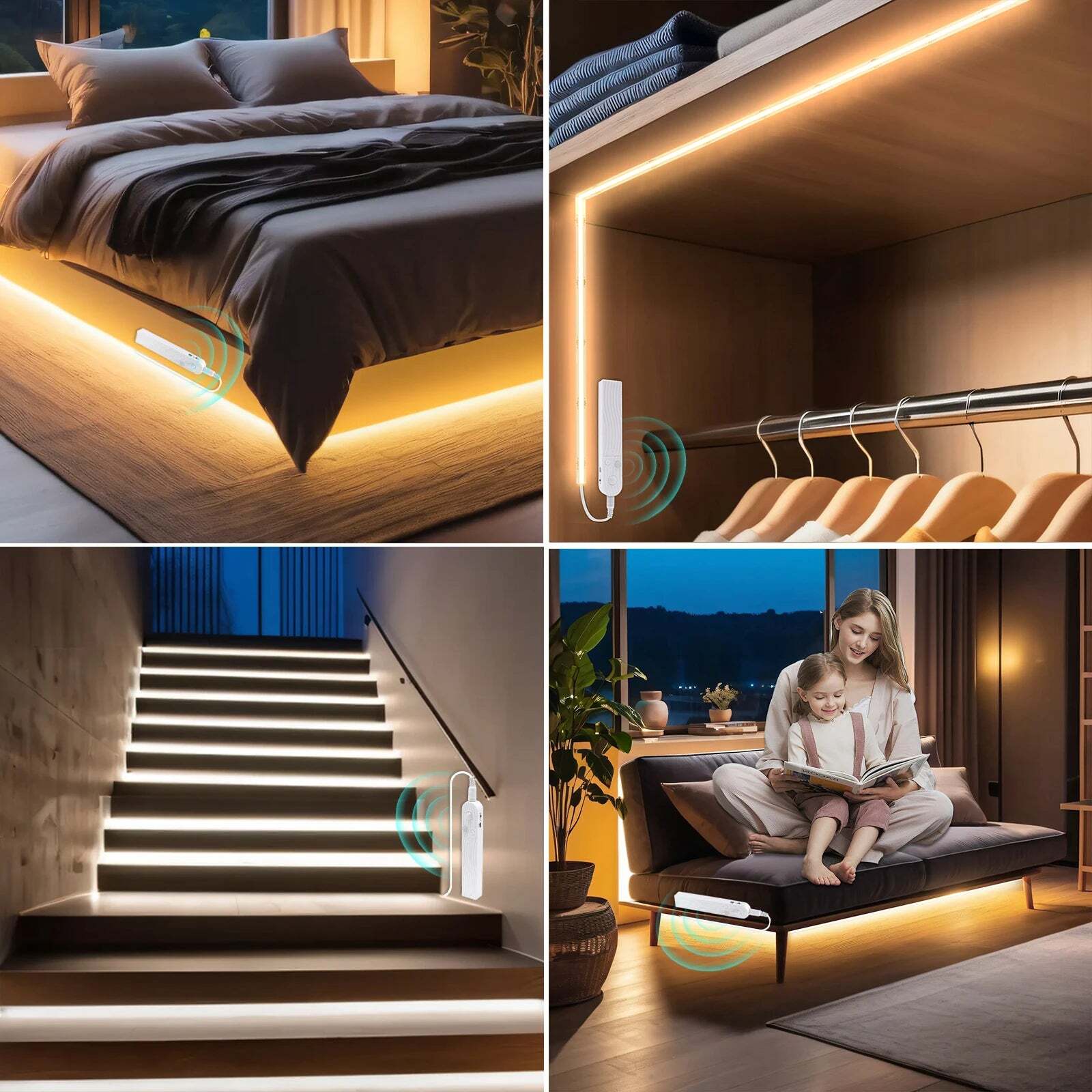 Image of LED strip light with motion sensor for bedside and ambiance illumination