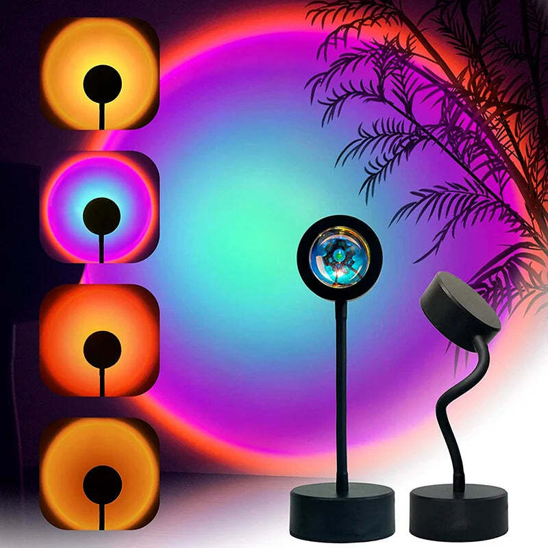 Image of LED sunset projection lamp with remote control for colorful ambiance and photography