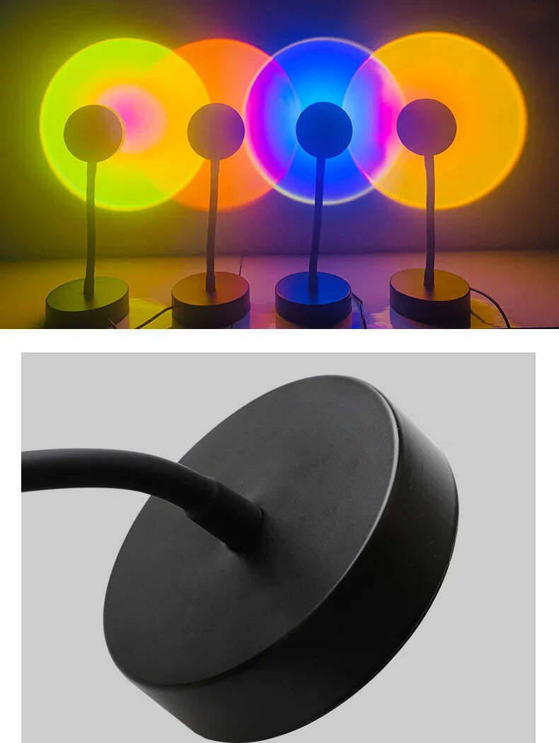 Image of LED sunset projection lamp with remote control for colorful ambiance and photography