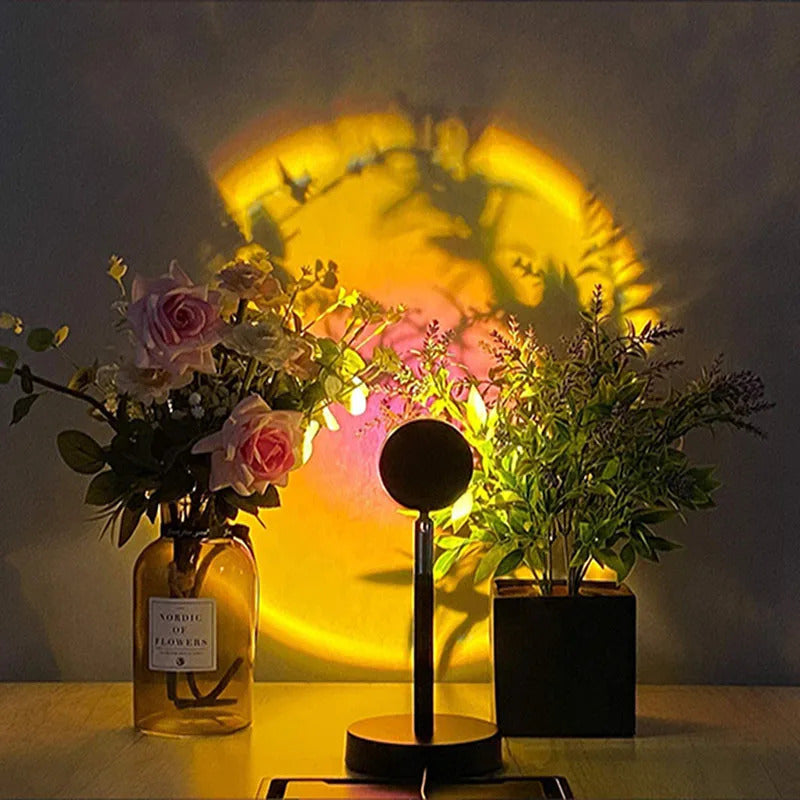 Image of LED sunset projection lamp with remote control for colorful ambiance and photography