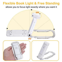 Image of LED USB rechargeable book light with adjustable brightness and color temperature for eye protection