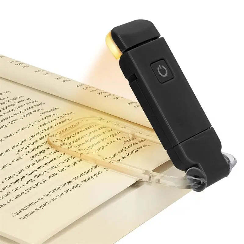 Image of LED USB rechargeable book light with adjustable brightness and color temperature for eye protection