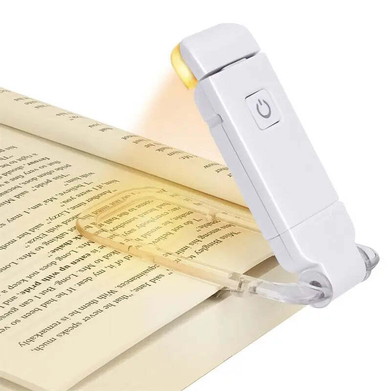 Image of LED USB rechargeable book light with adjustable brightness and color temperature for eye protection