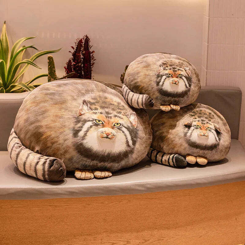 Image of Lifelike Pallas's cat plush pillow for home decor and gifts