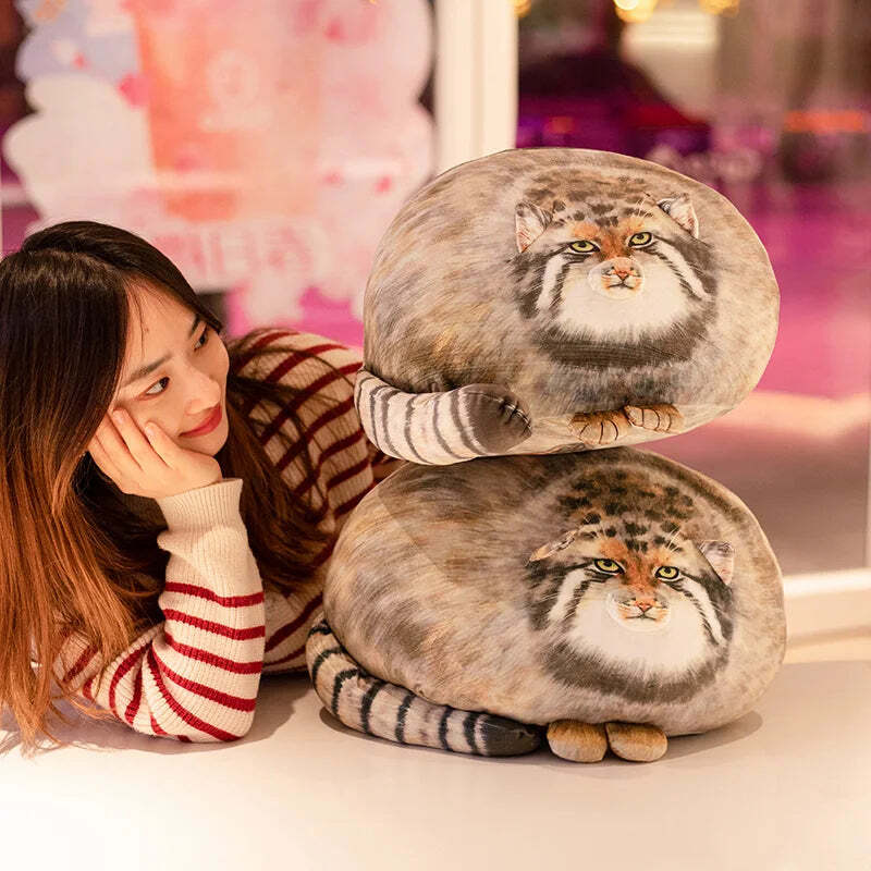 Image of Lifelike Pallas's cat plush pillow for home decor and gifts