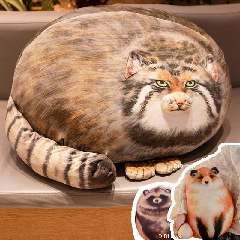 Image of Lifelike Pallas's cat plush pillow for home decor and gifts