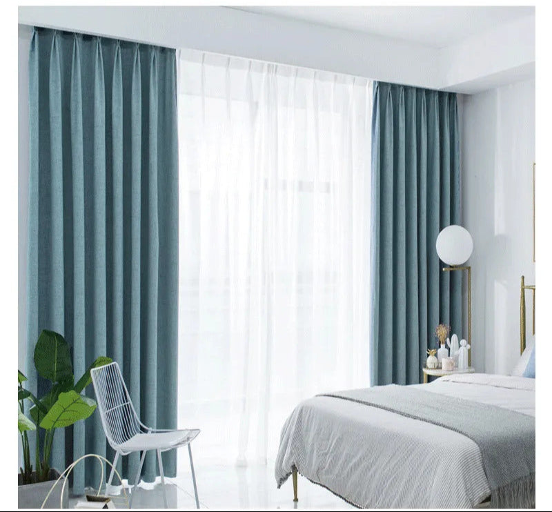 Image of Linen blackout curtains for kitchen and bedroom window treatment