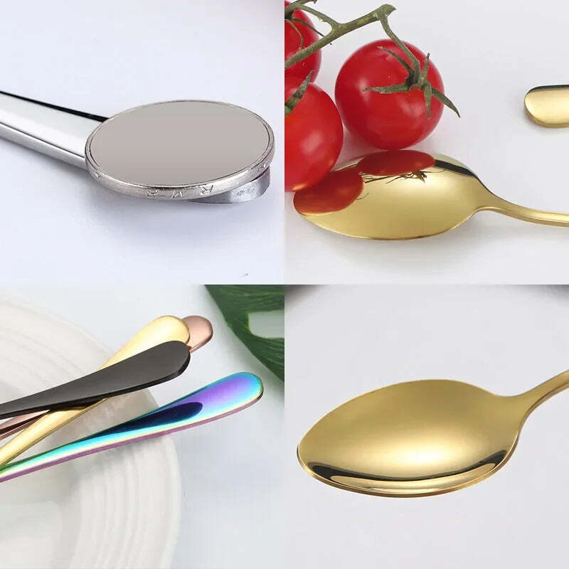 Image of Long handle iced tea spoon set - stainless steel cocktail stirring spoons for coffee and desserts