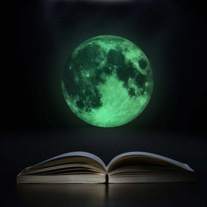 Image of Luminous 3D moon wall stickers for kids' rooms and home decor