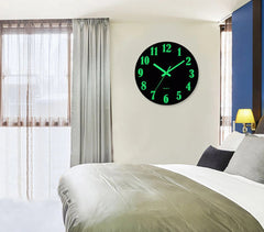 Image of Luminous wooden wall clock with night light and silent operation