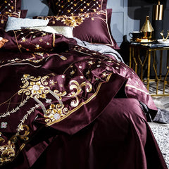 Image of Luxury 1000TC Egyptian cotton duvet cover set with elegant embroidery