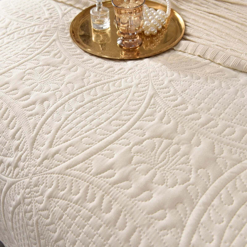 Image of Luxury decorative bedspread in solid color with quilted design