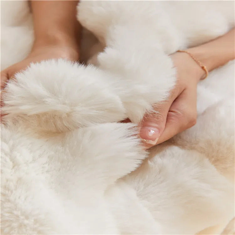 Image of Luxury faux fur throw blanket for cozy home decor